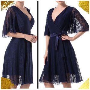 NWT Midi Retro Wrap Dress Navy Large